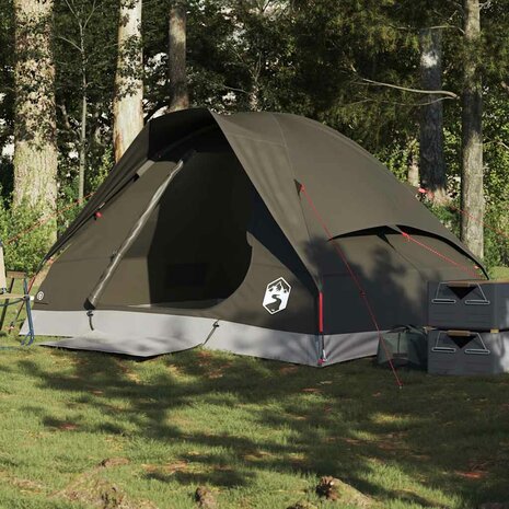 Koepeltent 2-persoons waterdicht bruin 1