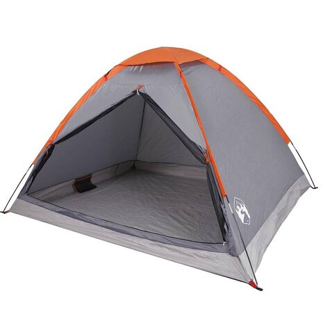 Koepeltent 4-persoons waterdicht grijs en oranje 3