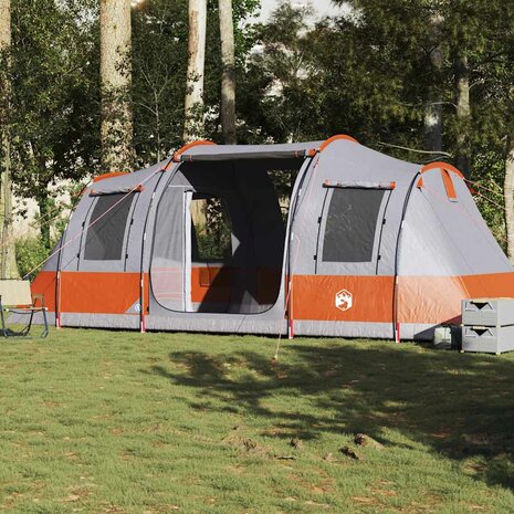 Tunneltent 4-persoons waterdicht grijs en oranje 1