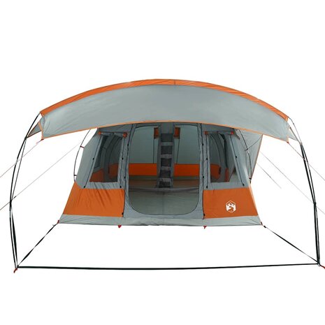 Tunneltent 5-persoons waterdicht grijs en oranje 6
