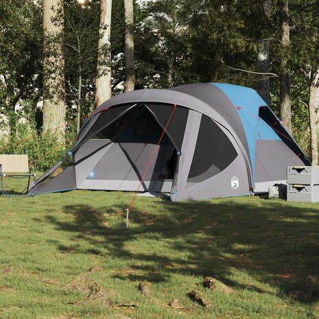 Tunneltent 6-persoons waterdicht blauw 3