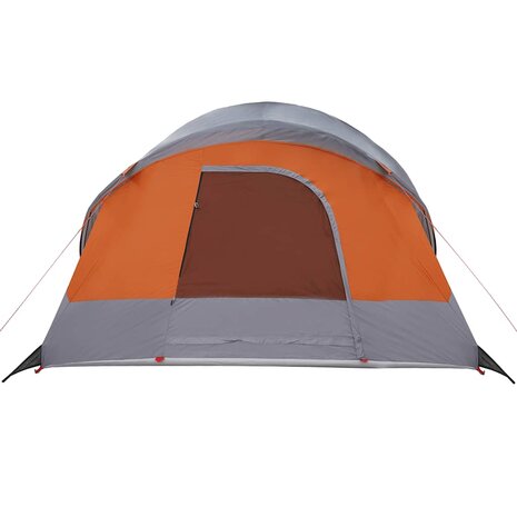 Tunneltent 8-persoons waterdicht grijs en oranje 8