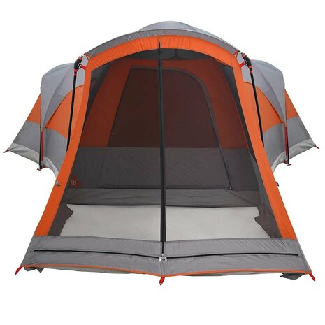 Tunneltent 8-persoons waterdicht grijs en oranje 6