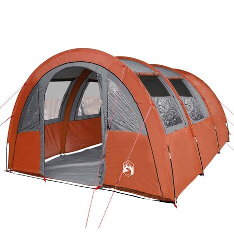 Tunneltent 4-persoons waterdicht grijs en oranje 4