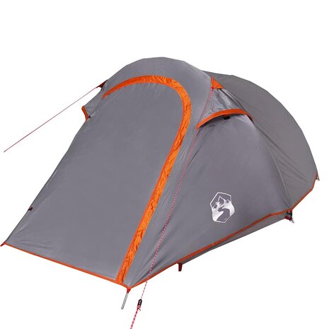 Tunneltent 2-persoons waterdicht grijs en oranje 5