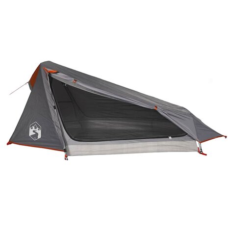 Tunneltent 1-persoons waterdicht grijs en oranje 2