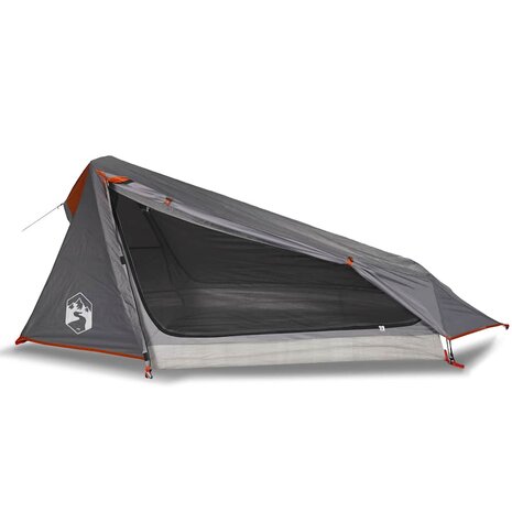 Tunneltent 1-persoons waterdicht grijs en oranje 4