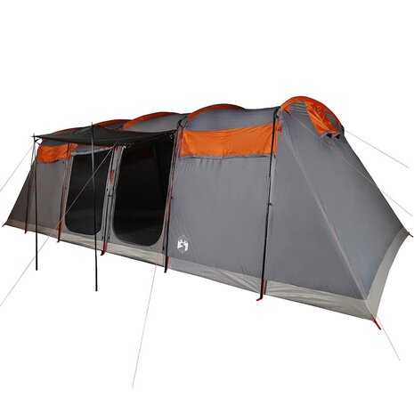 Tunneltent 8-persoons waterdicht grijs en oranje 2