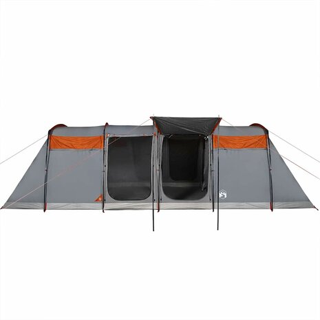 Tunneltent 8-persoons waterdicht grijs en oranje 7