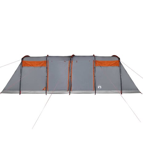 Tunneltent 8-persoons waterdicht grijs en oranje 9