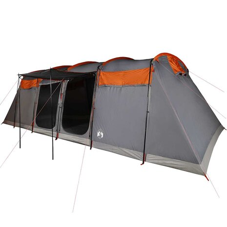 Tunneltent 10-persoons waterdicht grijs en oranje 2