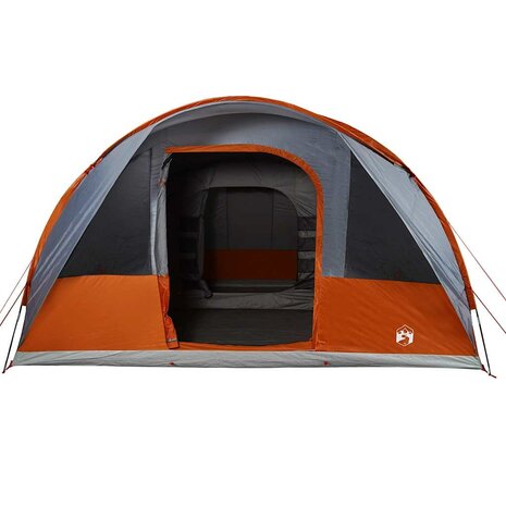 Tunneltent 7-persoons waterdicht grijs en oranje 7