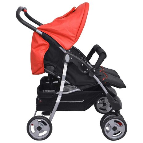 Tweelingwagen staal rood en zwart 6