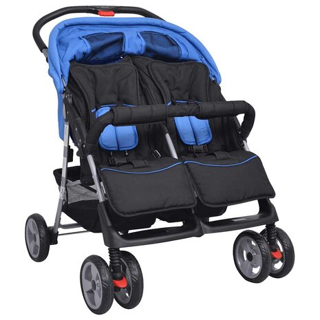 Tweelingwagen staal rood en zwart 4