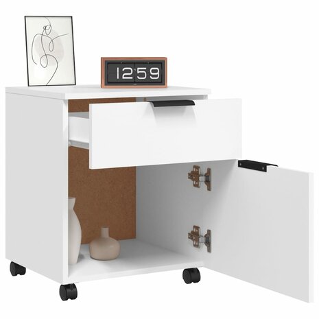 Dossierkast verrijdbaar 45x38x54 cm bewerkt hout wit 8