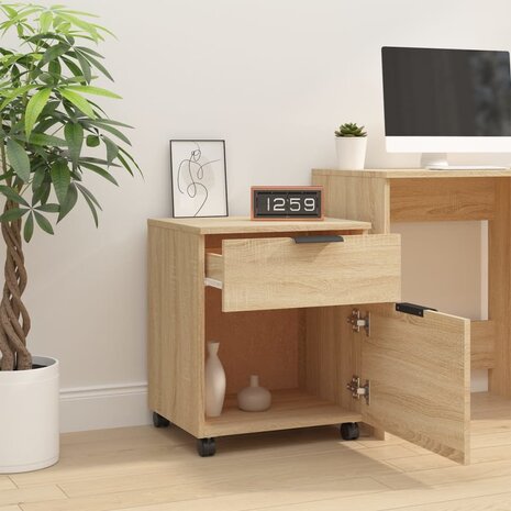 Dossierkast verrijdbaar 45x38x54 cm bewerkt hout sonoma eiken 7