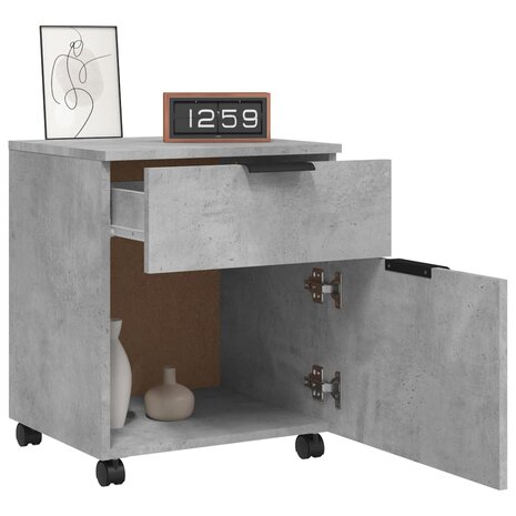 Dossierkast verrijdbaar 45x38x54 cm bewerkt hout betongrijs 8