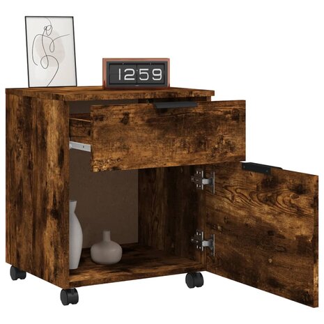 Dossierkast verrijdbaar 45x38x54 cm bewerkt hout gerookt eiken 8
