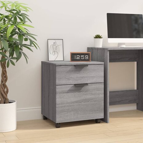 Dossierkast verrijdbaar 45x38x54 cm bewerkt hout grijs sonoma 1