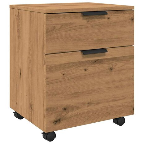 Dossierkast verrijdbaar 45x38x54 cm hout artisanaal eikenkleur 2