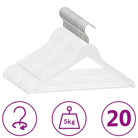 20-delige Kledinghangerset anti-slip hardhout wit 1