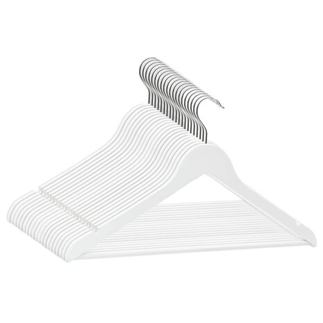 20-delige Kledinghangerset anti-slip hardhout wit 2