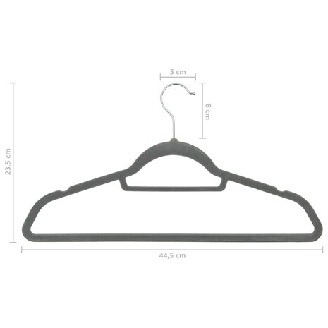 100-delige Kledinghangerset anti-slip fluweel grijs 7