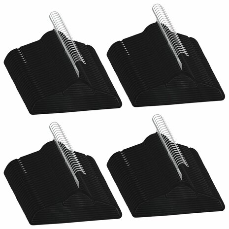 100-delige Kledinghangerset anti-slip fluweel zwart 2