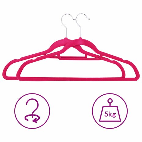 20-delige Kledinghangerset anti-slip fluweel roze 3