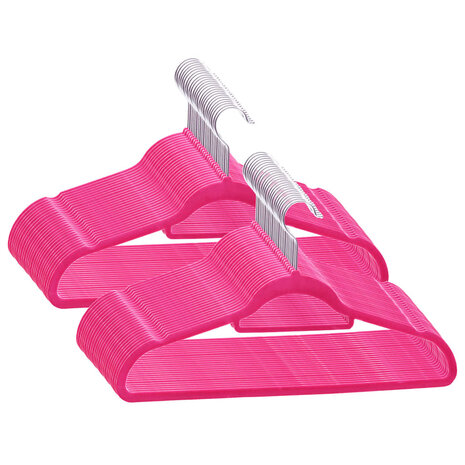 50-delige Kledinghangerset anti-slip fluweel roze 2