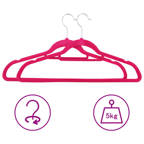 50-delige Kledinghangerset anti-slip fluweel roze 3