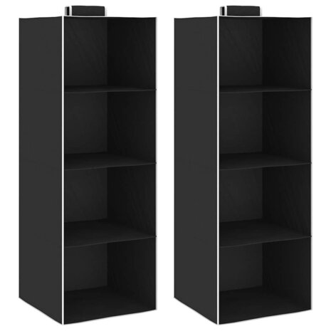 Kledingorganisers hangend 2 st met 4 schappen stof  1