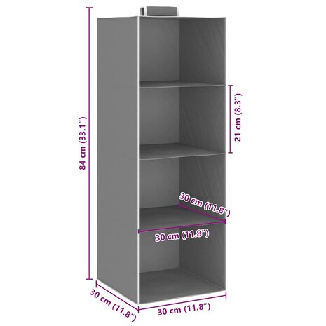 Kledingorganisers hangend 2 st met 4 schappen stof  9