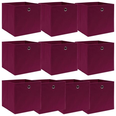 Opbergboxen 10 st 32x32x32 cm stof donkerrood 1