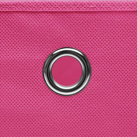 Opbergboxen met deksel 4 st 32x32x32 cm stof roze 5