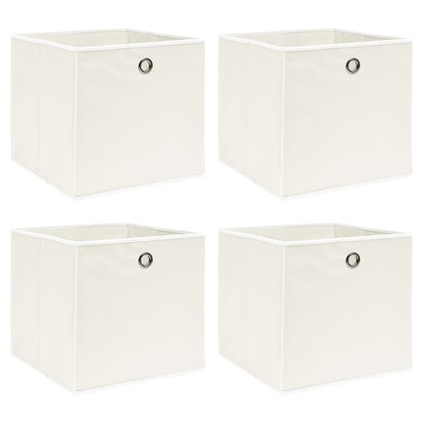 Opbergboxen 4 st 32x32x32 cm stof wit 1