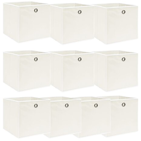 Opbergboxen 10 st 32x32x32 cm stof wit 1