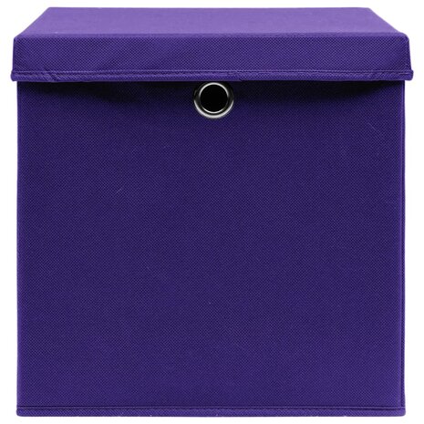  Opbergboxen met deksel 4 st 32x32x32 cm stof paars 4