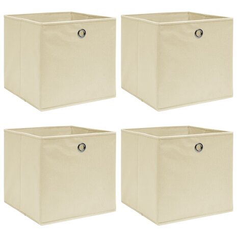 Opbergboxen 4 st 32x32x32 cm stof crèmekleurig 1