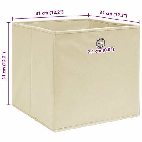 Opbergboxen 4 st 32x32x32 cm stof crèmekleurig 5