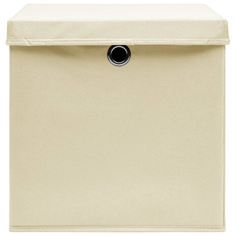  Opbergboxen met deksel 4 st 32x32x32 cm stof crèmekleurig 4