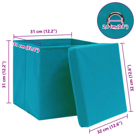  Opbergboxen met deksel 4 st 32x32x32 cm stof babyblauw 6