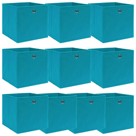 Opbergboxen 10 st 32x32x32 cm stof babyblauw 1
