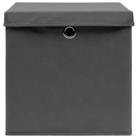 Opbergboxen met deksel 4 st 28x28x28 cm zwart 4