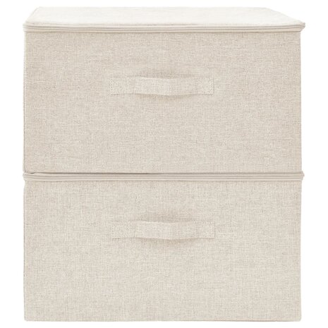 Opbergboxen 2 st 43x34x23 cm stof crèmekleurig 3