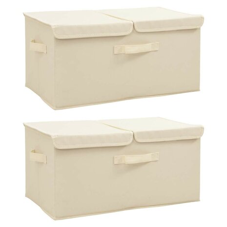 Opbergboxen 2 st 50x30x25 cm stof crèmekleurig 1
