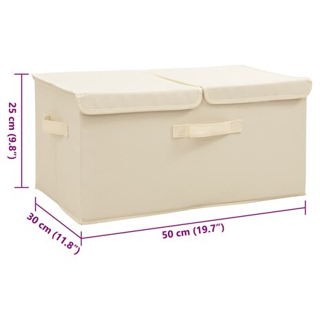 Opbergboxen 2 st 50x30x25 cm stof crèmekleurig 9