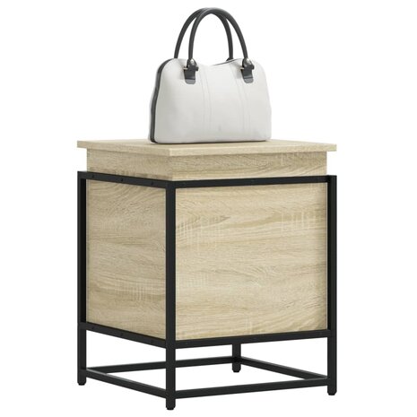 Opbergbox met deksel 40x40x51,5 cm bewerkt hout sonoma eiken 1