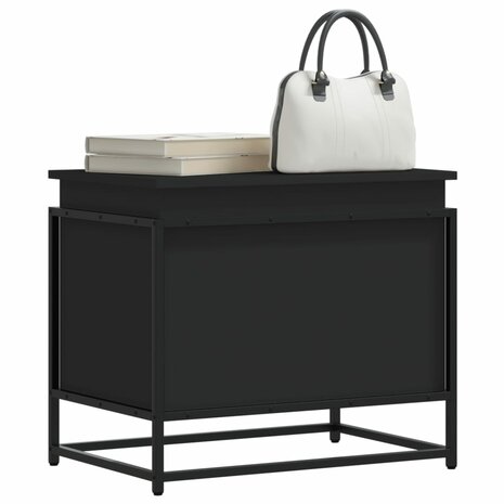 Opbergbox met deksel 60x40x51,5 cm bewerkt hout zwart 1
