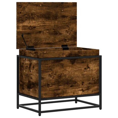 Opbergbox met deksel 60x40x51,5 cm bewerkt hout gerookt eiken 7